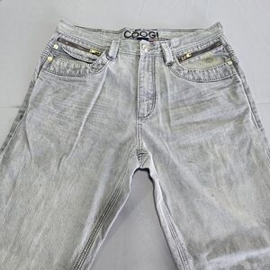 Vtg COOGI Men's 36x34 Distressed Gray Relaxed Jeans 90's Street Urban Wear.